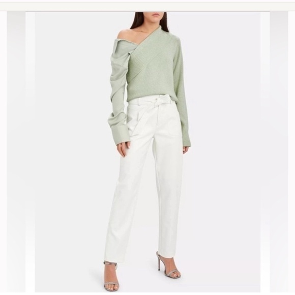 Hellessy Sweaters - NWT SZ M Hellessy *Joffie* Mint Green Cashmere-Silk Sweater Satin Blouse Assym